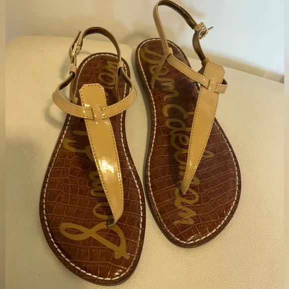 Sam Edelman Gigi T-Strap  Ankle Strap Flat Sandals Women’s Size 10.5