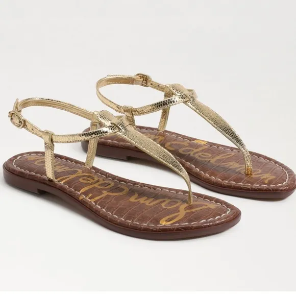 Sam Edelman Gigi T-Strap  Ankle Strap Flat Sandals Women’s Size 10.5