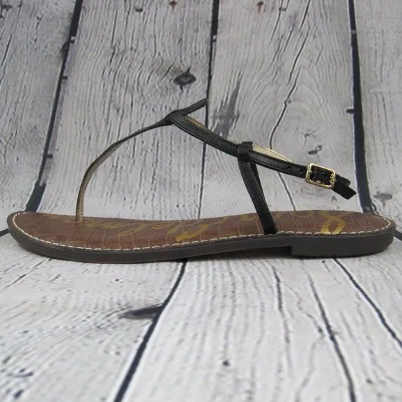 Sam Edelman Gigi Women's Black Leather T-Strap Sandals Size 11 NWOT