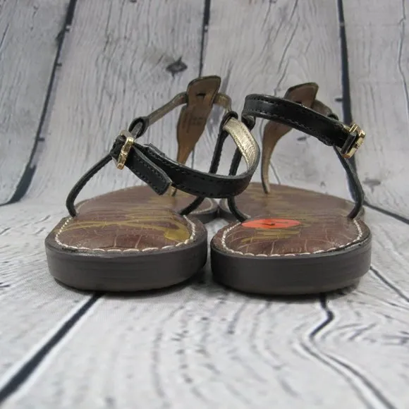 Sam Edelman Gigi Women's Black Leather T-Strap Sandals Size 11 NWOT