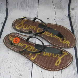 Sam Edelman Gigi Women's Black Leather T-Strap Sandals Size 11 NWOT