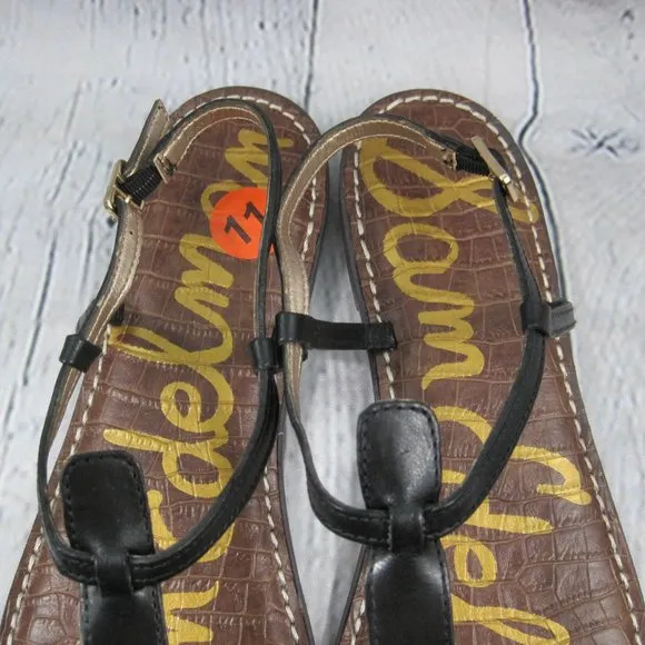 Sam Edelman Gigi Women's Black Leather T-Strap Sandals Size 11 NWOT