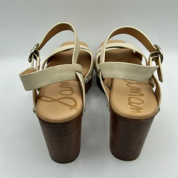 Sam Edelman Josefine Platform Cream Leather Ankle Strap Sandals Sandals Size 9.5