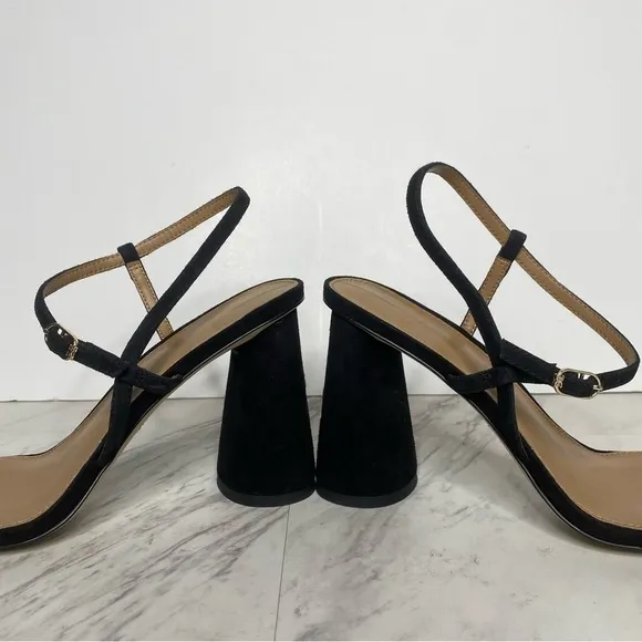 Sam Edelman Kit Black Suede Heeled Sandal 7 1/2