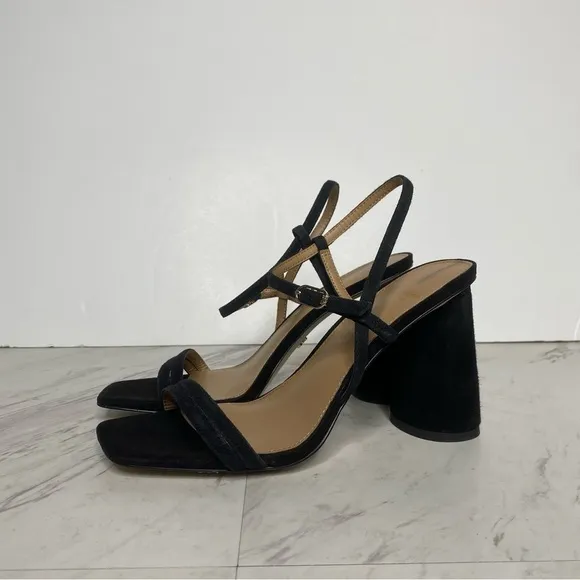 Sam Edelman Kit Black Suede Heeled Sandal 7 1/2