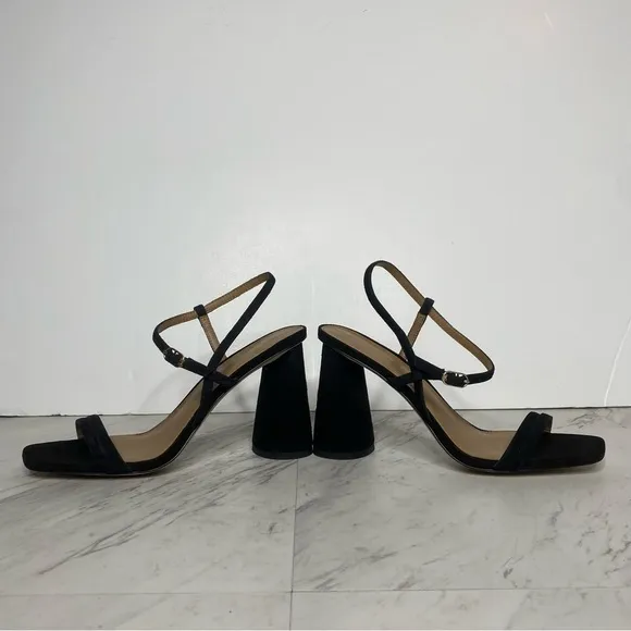 Sam Edelman Kit Black Suede Heeled Sandal 7 1/2
