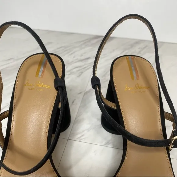 Sam Edelman Kit Black Suede Heeled Sandal 7 1/2