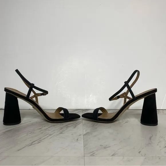Sam Edelman Kit Black Suede Heeled Sandal 7 1/2