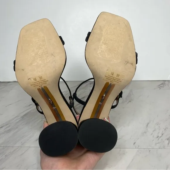 Sam Edelman Kit Black Suede Heeled Sandal 7 1/2