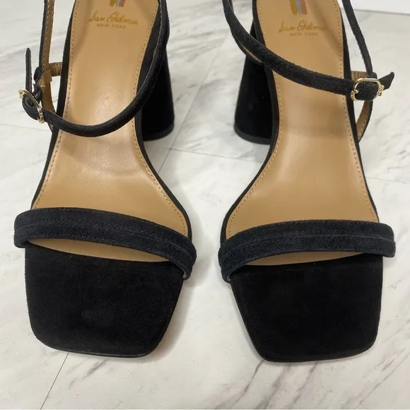 Sam Edelman Kit Black Suede Heeled Sandal 7 1/2