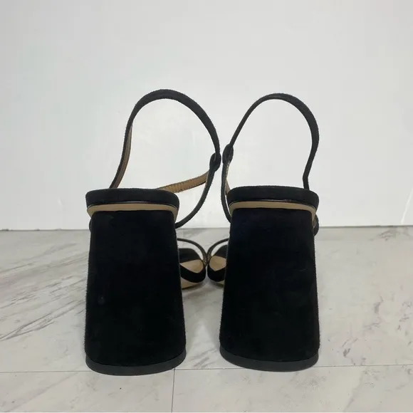 Sam Edelman Kit Black Suede Heeled Sandal 7 1/2