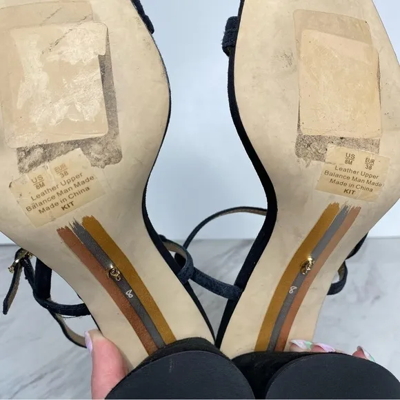 Sam Edelman Kit Black Suede Heeled Sandal 8M