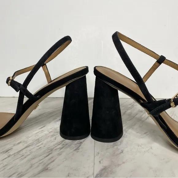 Sam Edelman Kit Black Suede Heeled Sandal 8M