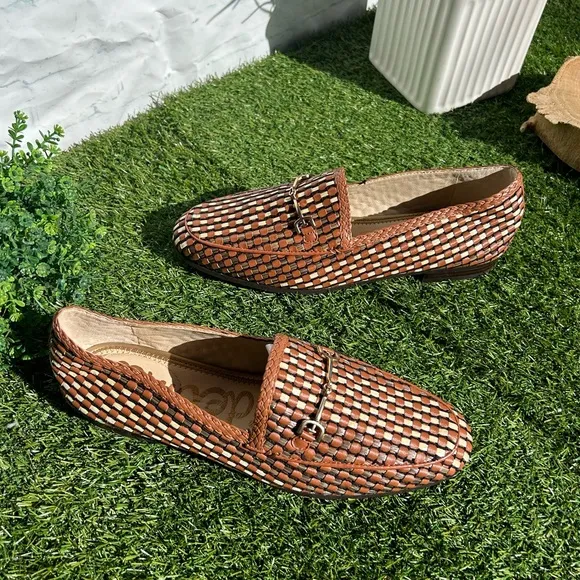 SAM EDELMAN  Laurel Saddle Multi Slip On Almond Toe Fashion Leather Loafers  8.5