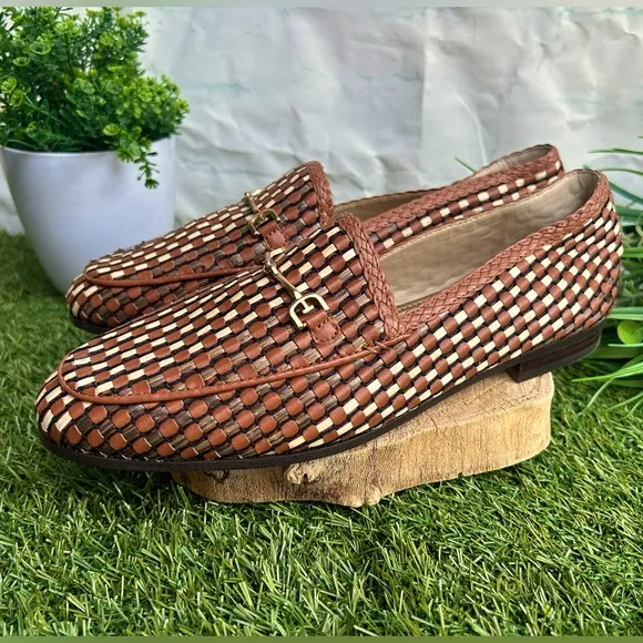 SAM EDELMAN  Laurel Saddle Multi Slip On Almond Toe Fashion Leather Loafers  8.5