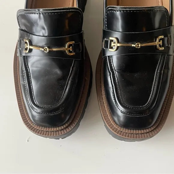 SAM EDELMAN Laurs Lug-Sole Tailored Loafer Flats  Black size 7