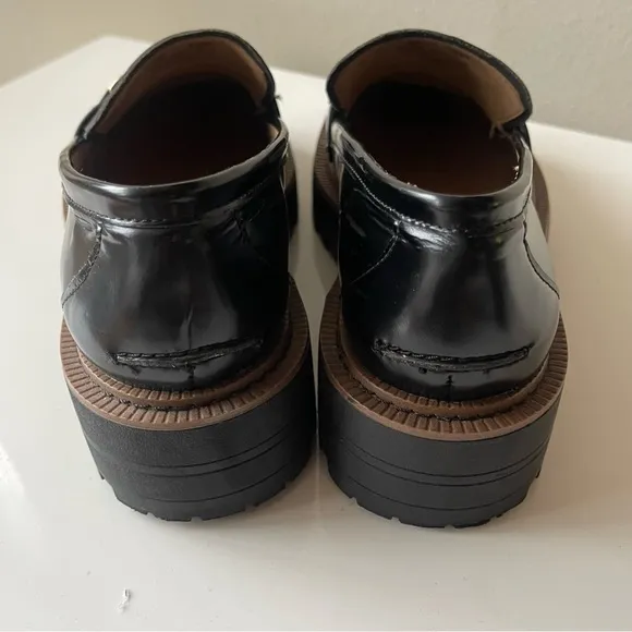 SAM EDELMAN Laurs Lug-Sole Tailored Loafer Flats  Black size 7