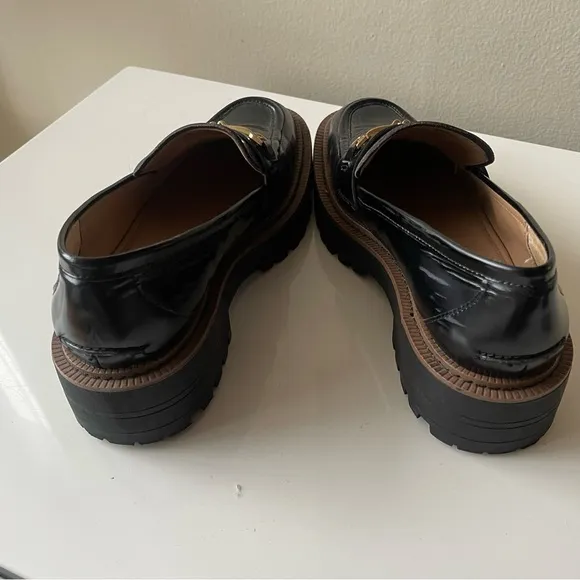 SAM EDELMAN Laurs Lug-Sole Tailored Loafer Flats  Black size 7