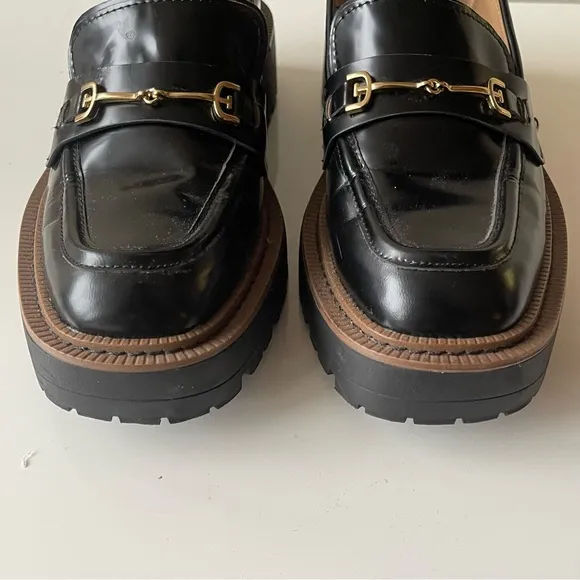 SAM EDELMAN Laurs Lug-Sole Tailored Loafer Flats  Black size 7