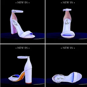 Sam Edelman Leather Yaro Ankle Strap Block Heel Sandals in Misty Lilac NWT