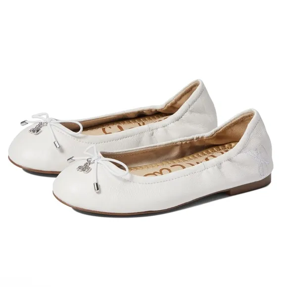Sam Edelman Little Girls' Sam Edelman Felicia Flat Flats in White Leather Size 4
