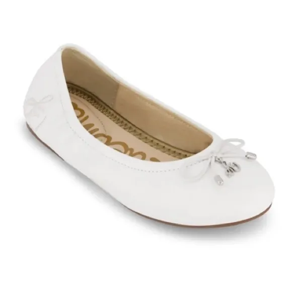 Sam Edelman Little Girls' Sam Edelman Felicia Flat Flats in White Leather Size 4