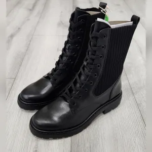 Sam Edelman Lydell Black/Bally Premium Leather Combat Boots H3912M3001.