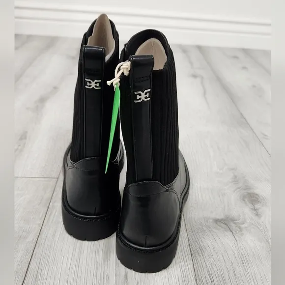 Sam Edelman Lydell Black/Bally Premium Leather Combat Boots H3912M3001.
