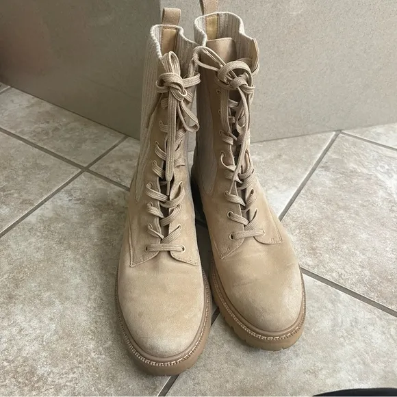 Sam Edelman Lydell Combat Boots - Sesame Suede - Women's US 11 combat
