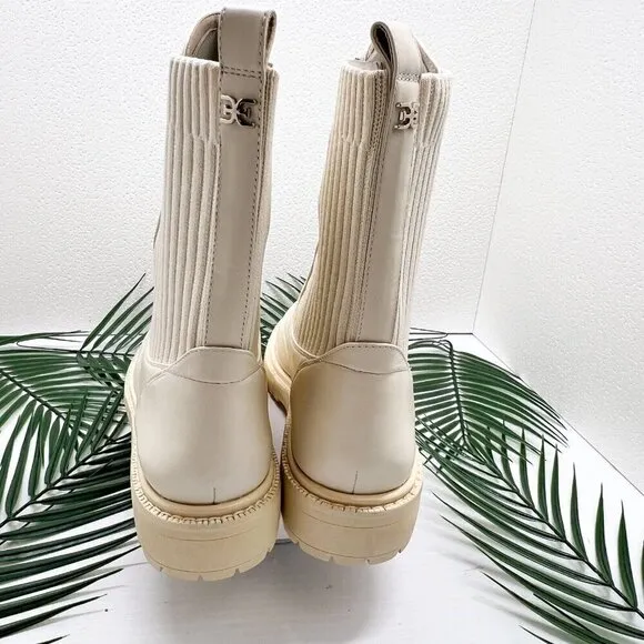 Sam Edelman Lydell Women's Ivory Leather Lace Up Combat Boots Size 9M NWB