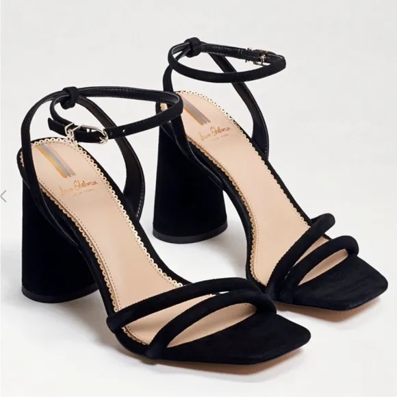 Sam Edelman NEW Kia Ankle Strap High Heel Sandals in Black Suede Size 6.5