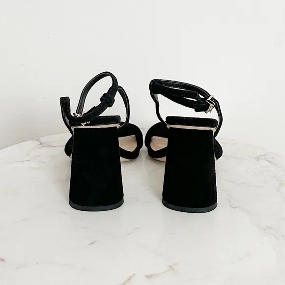 Sam Edelman NEW Kia Ankle Strap High Heel Sandals in Black Suede Size 6.5