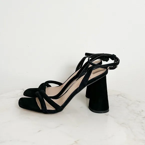 Sam Edelman NEW Kia Ankle Strap High Heel Sandals in Black Suede Size 6.5