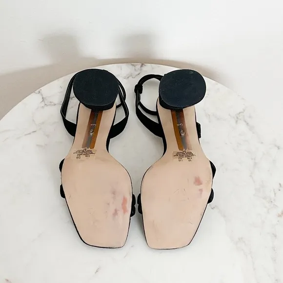 Sam Edelman NEW Kia Ankle Strap High Heel Sandals in Black Suede Size 6.5