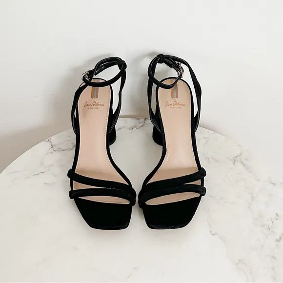 Sam Edelman NEW Kia Ankle Strap High Heel Sandals in Black Suede Size 6.5
