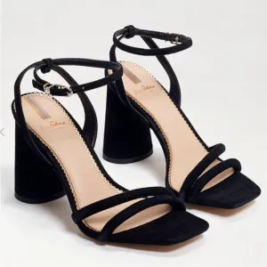 Sam Edelman NEW Kia Ankle Strap High Heel Sandals in Black Suede Size 6.5