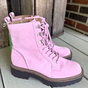 Sam Edelman Pink Leather Combat Boots