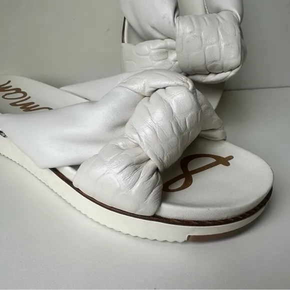Sam Edelman Slip On White Leather Platform Sandals Women's Shoes Size 9M
