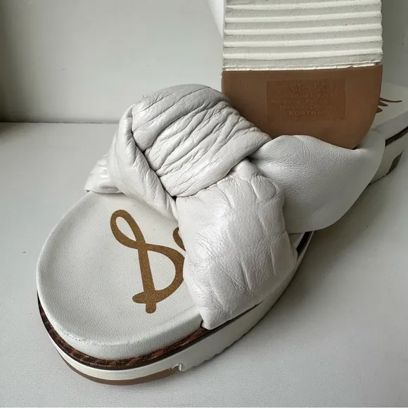 Sam Edelman Slip On White Leather Platform Sandals Women's Shoes Size 9M
