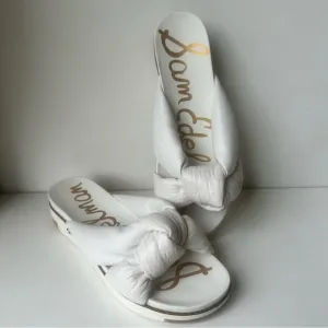 Sam Edelman Slip On White Leather Platform Sandals Women's Shoes Size 9M