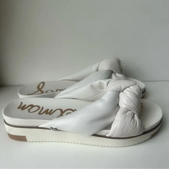 Sam Edelman Slip On White Leather Platform Sandals Women's Shoes Size 9M