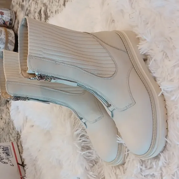 Sam Edelman Sz 9 Winnifred Leather Sole Sock Fitted Moto Chelsea Boots NEW