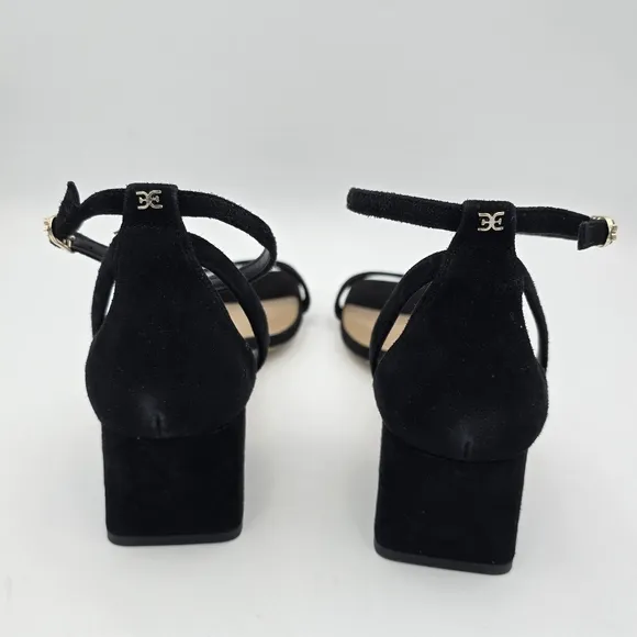 Sam Edelman Wilson Block Heel Ankle strap Sandals, Black Suede, Women's 11M