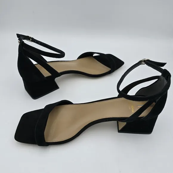 Sam Edelman Wilson Block Heel Ankle strap Sandals, Black Suede, Women's 11M