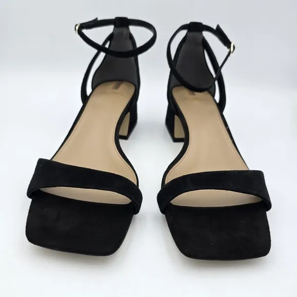 Sam Edelman Wilson Block Heel Ankle strap Sandals, Black Suede, Women's 11M