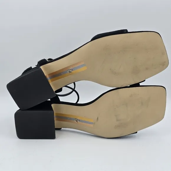 Sam Edelman Wilson Block Heel Ankle strap Sandals, Black Suede, Women's 11M