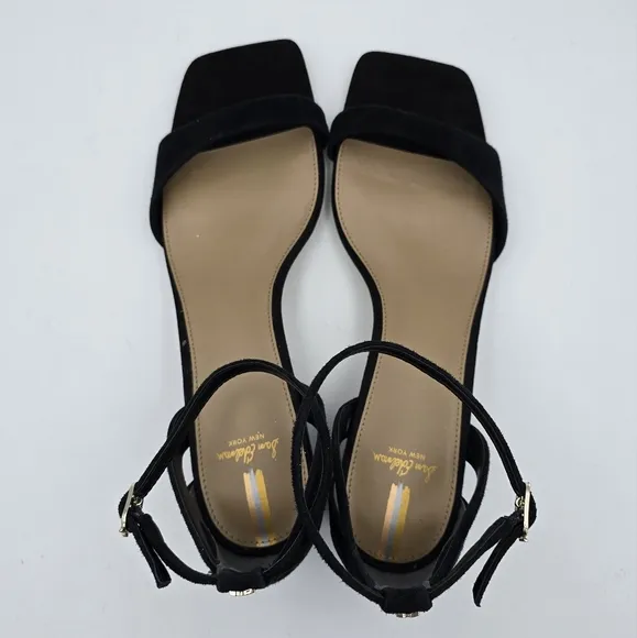 Sam Edelman Wilson Block Heel Ankle strap Sandals, Black Suede, Women's 11M