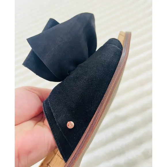 Sam Edelman Women's Henna Suede Bow Front Slide Sandals - Black Size 8M