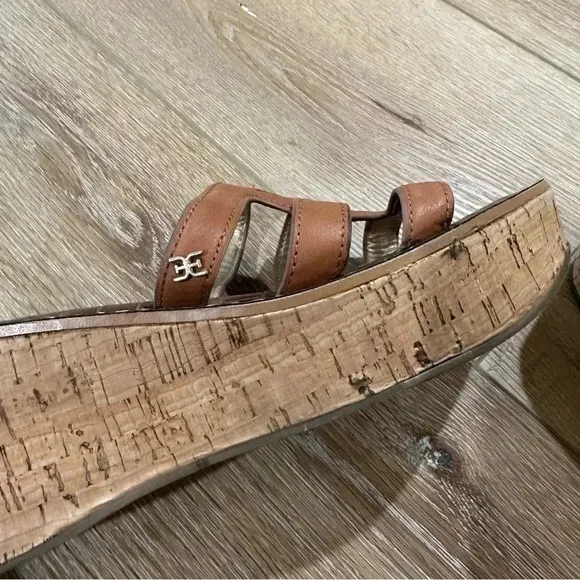 Sam Edelman Women's Slip-On Brown Leather Wedge Sandal Size 9.5M GUC