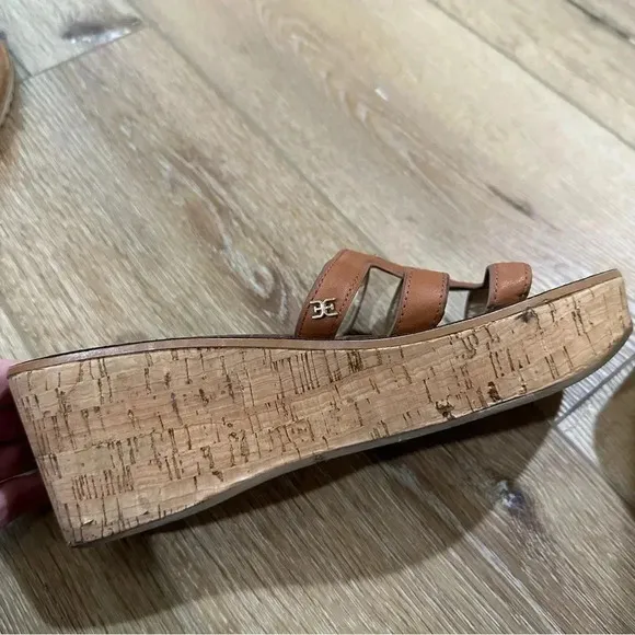 Sam Edelman Women's Slip-On Brown Leather Wedge Sandal Size 9.5M GUC